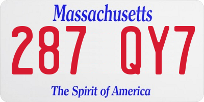 MA license plate 287QY7