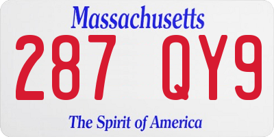 MA license plate 287QY9