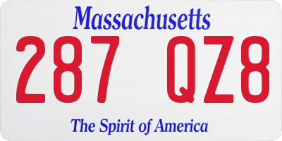 MA license plate 287QZ8