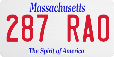 MA license plate 287RA0
