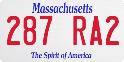 MA license plate 287RA2