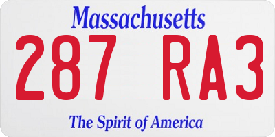 MA license plate 287RA3