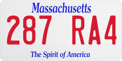 MA license plate 287RA4