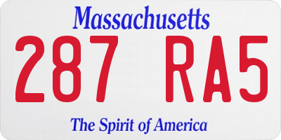 MA license plate 287RA5