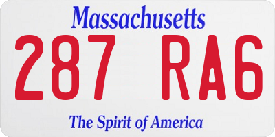 MA license plate 287RA6
