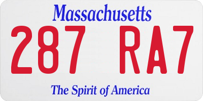 MA license plate 287RA7