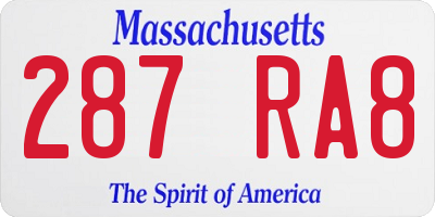 MA license plate 287RA8