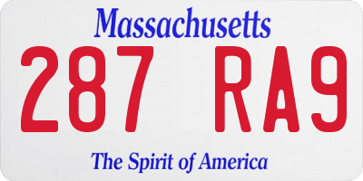 MA license plate 287RA9