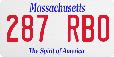 MA license plate 287RB0