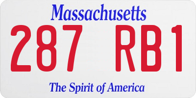 MA license plate 287RB1