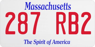 MA license plate 287RB2