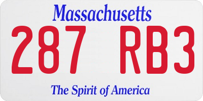 MA license plate 287RB3