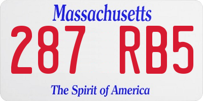 MA license plate 287RB5