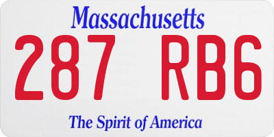 MA license plate 287RB6