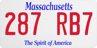 MA license plate 287RB7