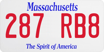 MA license plate 287RB8