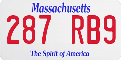MA license plate 287RB9
