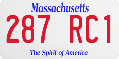 MA license plate 287RC1