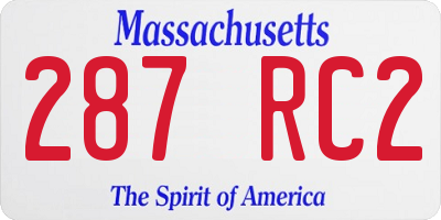 MA license plate 287RC2