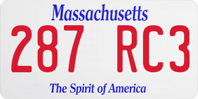 MA license plate 287RC3