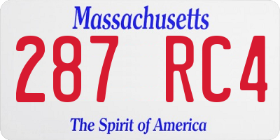 MA license plate 287RC4