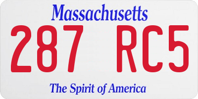 MA license plate 287RC5