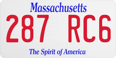 MA license plate 287RC6