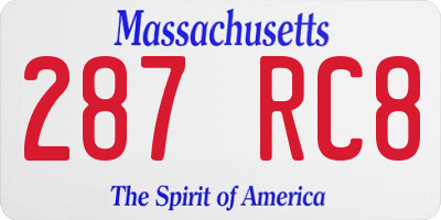 MA license plate 287RC8