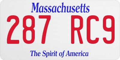 MA license plate 287RC9