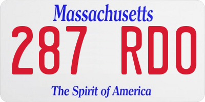 MA license plate 287RD0