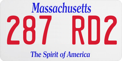 MA license plate 287RD2