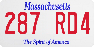 MA license plate 287RD4