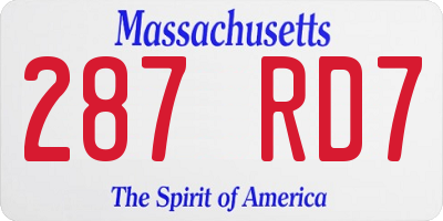 MA license plate 287RD7
