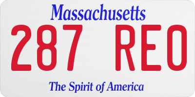 MA license plate 287RE0