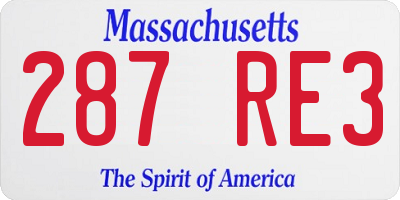 MA license plate 287RE3