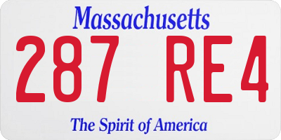MA license plate 287RE4