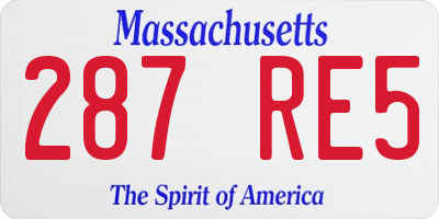 MA license plate 287RE5