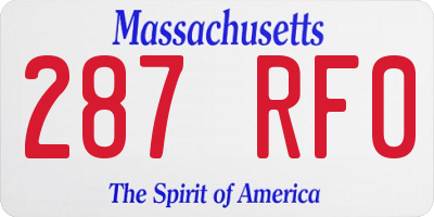 MA license plate 287RF0