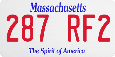MA license plate 287RF2
