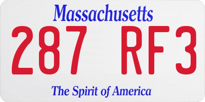 MA license plate 287RF3