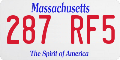 MA license plate 287RF5