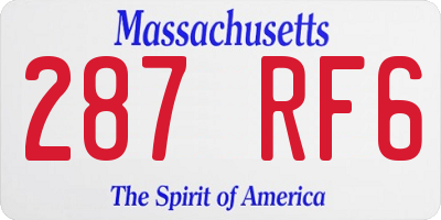 MA license plate 287RF6