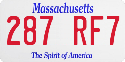 MA license plate 287RF7
