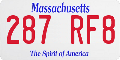 MA license plate 287RF8