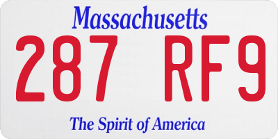 MA license plate 287RF9