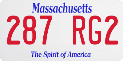 MA license plate 287RG2