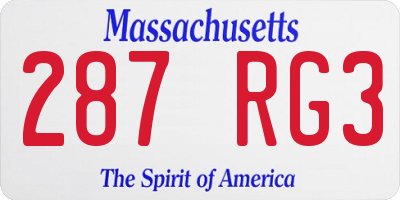 MA license plate 287RG3