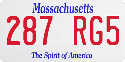 MA license plate 287RG5