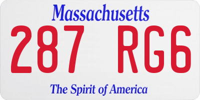 MA license plate 287RG6
