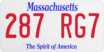 MA license plate 287RG7